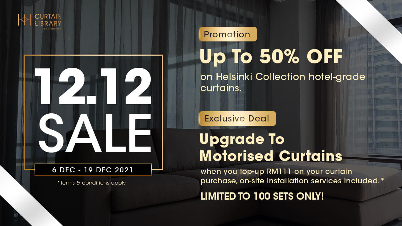Curtain Library 12.12 Special PROMO with 50 Percent Off Travis & Helsinki Collection Curtains